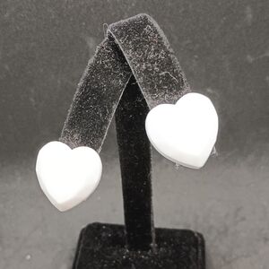 White Heart Earrings